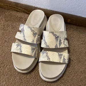White snakeskin sandals
